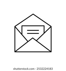 Open envelope icon. simple thin line icon.