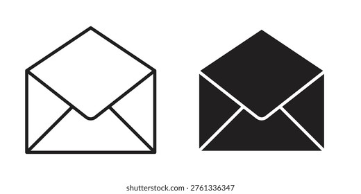 Open envelope icon suitable. Simple outline and solid style icon EPS10