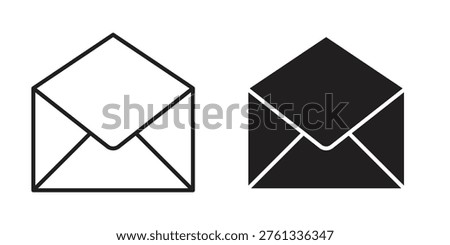 Open envelope icon suitable. Simple outline and solid style icon EPS10
