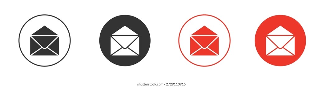 Open envelope icon symbol in black. icon design vector stock