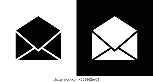 Open envelope icon Vector in flat style. Collection silhouettes