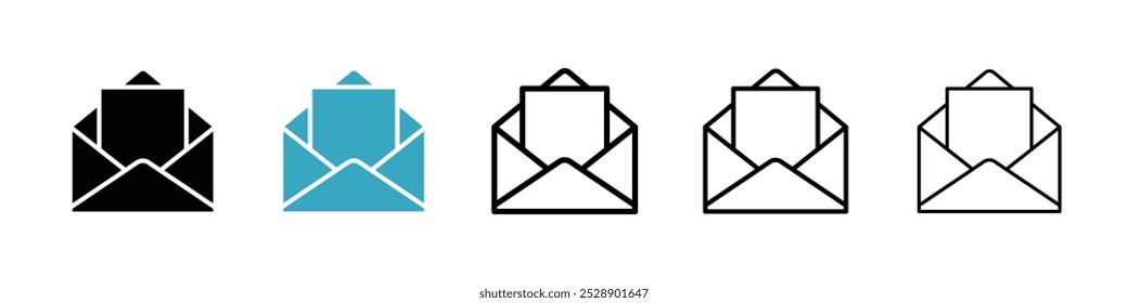 Open envelope icon vector illustration set