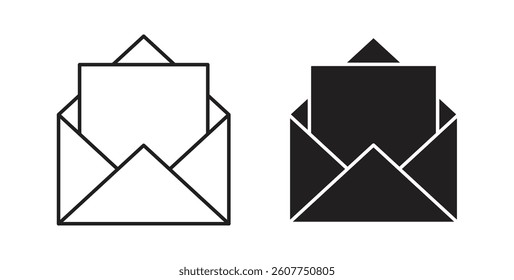 Open envelope icons in black fill and line style