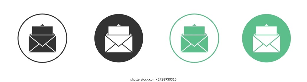 Conceptos de iconos de sobre abierto. conjunto de signos negros