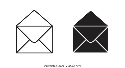 Open envelope icons graphics set vectors