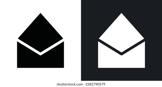 Open envelope icons set vectors black and colored style