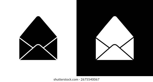 Open envelope icons, simple illustration graphic doodle black design