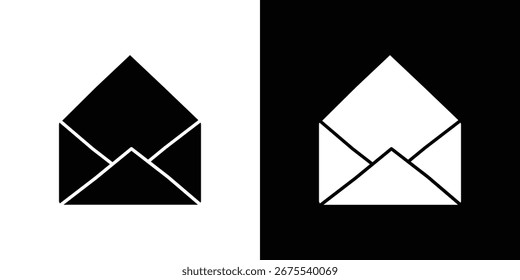 Open envelope icons, simple illustration graphic doodle black design