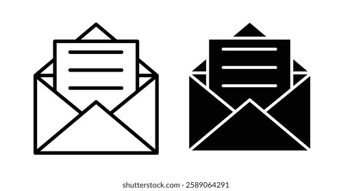 Open envelope icons thin line illustrations designs