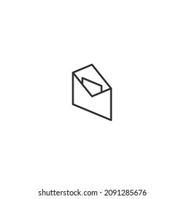 open envelope isometric line icon, editable stroke icon