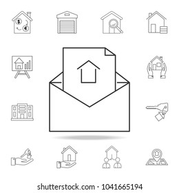 Open envelope for lette icon. Set of sale real estate element icons. Premium quality graphic design. Signs, outline symbols collection icon for websites, web design, mobile app on white background