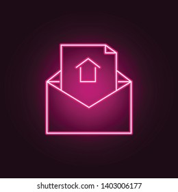 Open envelope for lette neon icon. Elements of Real Estate set. Simple icon for websites, web design, mobile app, info graphics