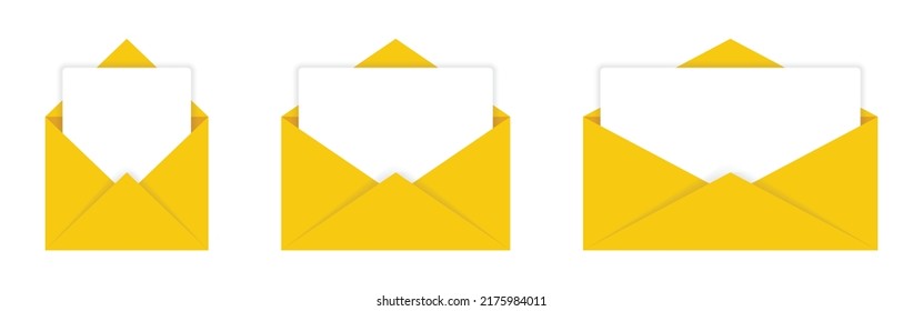 Abrir carta de sobre con conjunto de ilustración vectorial de plantilla de papel en blanco.