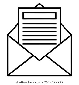 Open Envelope with Letter Communication, Messaging, and Correspondence Icon