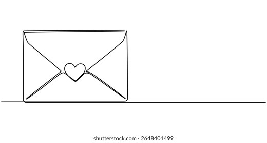 open envelope with a letter continuous one line drawing, Continuous line drawing of letter with paper. Mail icon. Vector one line illustration envelope, Continuous one line drawing of an open envelope