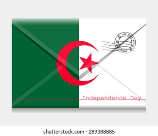 open envelope with a letter. Flag of Algeria. Image.Vector. Icon.