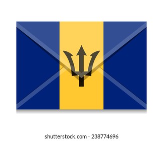 open envelope with a letter. Flag of Barbados