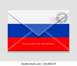 open envelope with a letter. Flag of the country. Russia,  Vector. Icon.