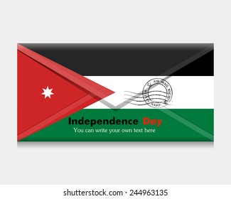 open envelope with a letter. Flag of Jordan. Vector. Icon.