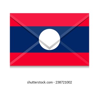 open envelope with a letter. Flag of Laos.. Vector, icon.