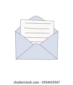 open envelope with letter inside icon, cartoon style vector
