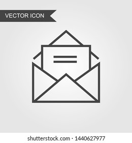 Open envelope with a letter inside line icon. Vector mail linear style for web site page, marketing, mobile app, design element, logo on isolated background