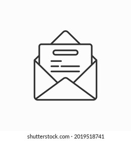 Open envelope with letter line icon, outline vector sign, linear style pictogram isolated on white. Message symbol, logo illustration. Editable stroke. Pixel perfect