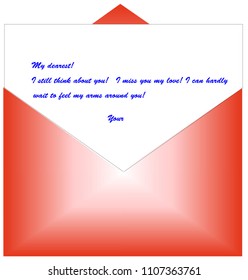 An open envelope with letter and message 