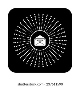 open envelope with a letter on a black background, vector