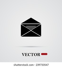 open envelope with a letter   on a light background with shadow, vector, EPS 10