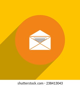 open envelope with a letter on an orange background with shadow, vector, EPS 10
