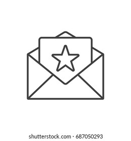 Sobre abierto, letra con icono de línea de estrella.