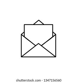 open envelope letter thin line black icon