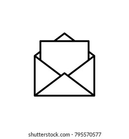 open envelope letter thin line black icon
