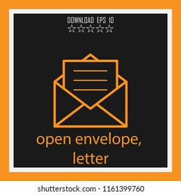 open envelope, letter vector icon