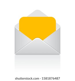 Open envelope letter vector icon isolated on white background