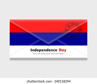 open envelope with a letter. Vector. Icon. Flag of the Republic of Srpska