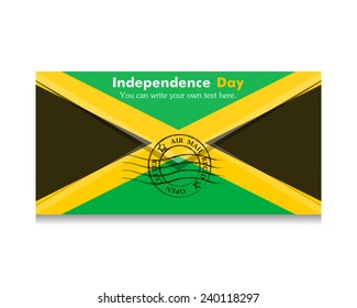 open envelope with a letter. Vector. Icon. Flag of Jamaica