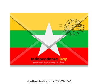 open envelope with a letter. Vector. Icon. Flag of Cameroon