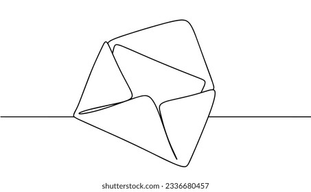 Abrir sobre con una letra. Día Mundial de la Escritura de Cartas. Un dibujo de línea para diferentes usos. Ilustración vectorial.