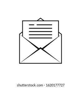 Open envelope line icon. Document in envelope. Vector illustration and white background