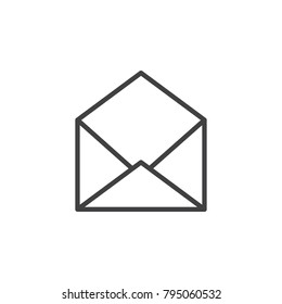 Open envelope line icon, outline vector sign, linear style pictogram isolated on white. Symbol, logo illustration. Editable stroke