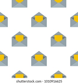 Open envelope with lined sheet of paper pattern seamless flat style for web vector illustration
