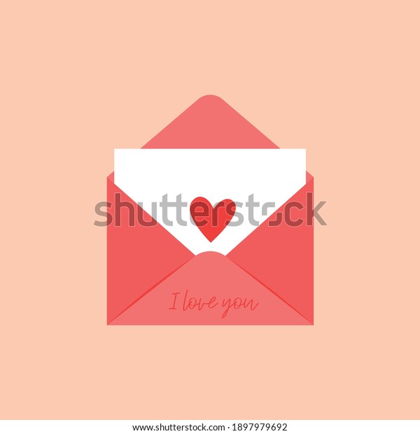 An open envelope with a love letter inside. Love\
mail icon concept.