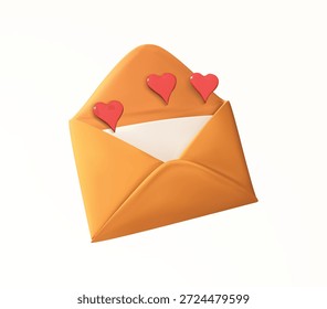 abrir Sobre con amor Mensaje Vector aislado icono 3d sobre fondo blanco