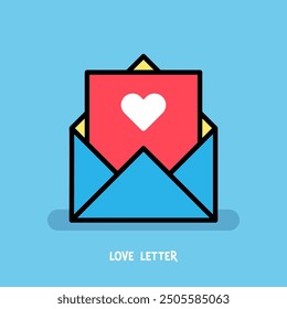 An open envelope with love sign. Isolated Vector illustration