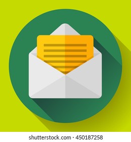 Open Envelope Mail Icon new letter sms message notification Flat 2.0 design style