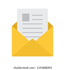 Open envelope. Mail icon. Read message. Vector illustration