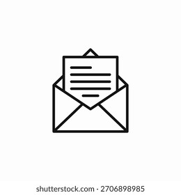 Vector de signo de icono de correo de sobre abierto