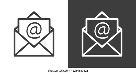 Open envelope mail icon, vector illustration. Flat design style
